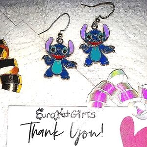 DISNEY Stitch purple blue Cartoon Character Fun Earrings NEW
